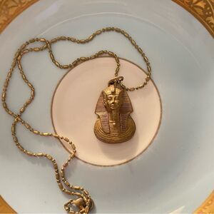 Vintage King Tut Egyptian Revival Pendant Necklace